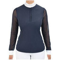 Produktbild von 4Riders Turnier-Langarmshirt München Reitshirt für Damen aus Baumwolle Blau Größe 38