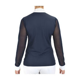 4Riders Turnier-Langarmshirt München Reitshirt für Damen aus Baumwolle Blau Größe 40 – Bild 1 von 4