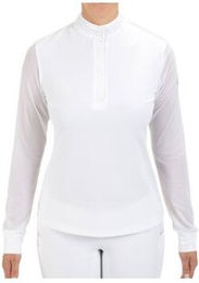 Produktbild von 4Riders Turnier-Langarmshirt München Reitshirt für Damen in Weiß aus Baumwolle Größe 34