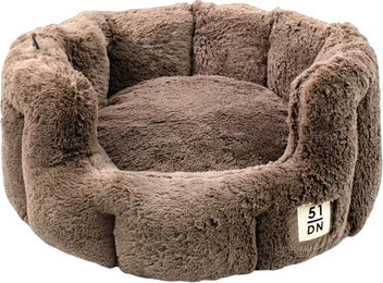 51 Degrees North Supersoft Hundebett rund aus Plüsch Dunkelbraun Größe M – Bild 1 von 2