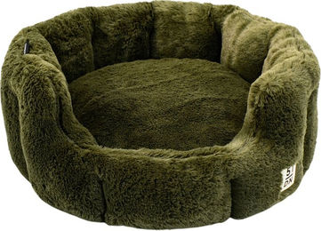 51 Degrees North Supersoft Hundebett rund aus Plüsch Dunkelgrün Größe S – Bild 1 von 2