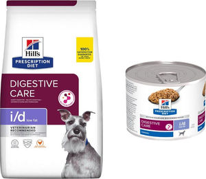 Produktbild von 6 kg / 6,5 kg Hill's Prescription Diet i/d Digestive Care + 6 x 200 g i/d Nassfutter gratis! - 6 kg Low Fat mit Huhn + 6 x 200 g Low Fat Original