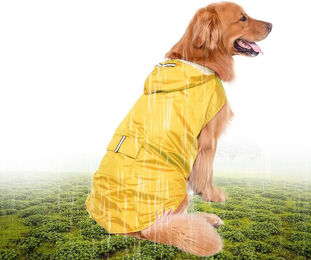 Produktbild von 6XL Reflektierender Regenmantel für Hunde, Regenmantel, Regenbekleidung mit Loch für die Leine, für mittelgroße und große Hunde yellow 6XL