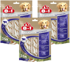 Produktbild von 8in1 Hundesnack Delights Beef Twisted Sticks 105 Stück