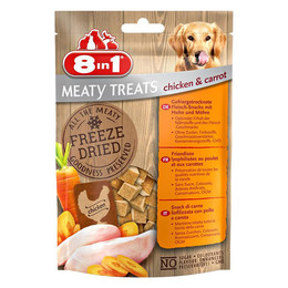 Produktbild von 8in1 Meaty Treats gefriergetrocknete Hundesnacks mit Huhn & Karotte - 50 g