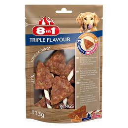 Produktbild von 8in1 Triple Flavour Wings Kaustangen für Hunde - 113 g