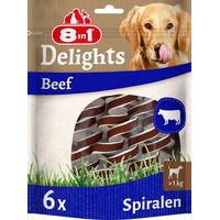 Produktbild von 8in 1 Delights Beef Kau-Spiralen Kausnack für Hunde aus Rind glutenfrei und ohne Farb- & Aromastoffe 60 g