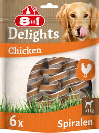 8in1 Delights Chicken Kau-Spiralen Kausnack für Hunde mit Huhn und Rind glutenfrei ohne Zucker und Farbstoffe 6 Stück – Bild 1 von 7
