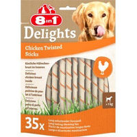 Produktbild von 8in1 Delights Chicken Twisted Sticks Hundesnack Mini mit Huhn und Rind getreidefrei und glutenfrei 220g