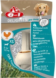 Produktbild von 8in1 Delights Dental Kauknochen XS Zahnpflege-Snack für kleine Hunde mit Rind und Huhn ohne Zucker und Konservierungsstoffe