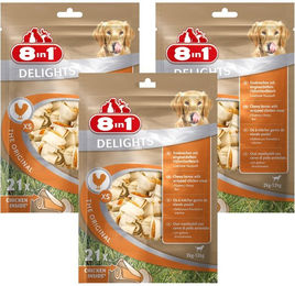 Produktbild von 8in1 Delights Hundesnacks Kauknochen Huhn Mini ohne Farb- und Aromastoffe 63 Stück