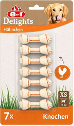 8in1 Delights Kauknochen Huhn und Rind Mini XS glutenfrei ohne Zucker und Farbstoffe – Bild 1 von 3