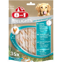 Produktbild von 8in1 Delights Pro Dental Twisted Sticks Zahnpflege-Kaustangen für Hunde mit Huhn und Rind ohne Farb- und Aromastoffe 35 Stück