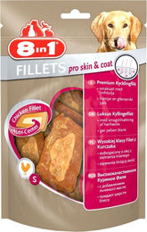 Produktbild von 8in1 Fillets Pro Skin & Coat Funktionssnack Huhn für erwachsene Hunde 80g