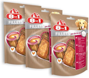 Produktbild von 8in1 Fillets Skin and Coat Geflügel Funktionssnack mit hohem Fleischanteil 3x80 g