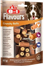 8in1 Flavours Crunchy Rolls Hundeleckerli getreidefrei und glutenfrei mit Huhn, Ente oder Rind 85 g - 6 x 85 g – Bild 1 von 13