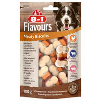 Produktbild von 8in1 Flavours Meaty Biscuits Hundekekse mit Huhn, Rind und Schwein ohne Konservierungsstoffe 100 g - 100 g