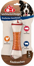 8in1 Kauknochen für Hunde Triple Flavour mit Schwein Rind und Huhn glutenfrei ohne Konservierungsstoffe und Zucker Größe L – Bild 1 von 4