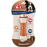 Produktbild von 8in1 Kauknochen für Hunde Triple Flavour mit Schwein Rind und Huhn glutenfrei ohne Konservierungsstoffe und Zucker Größe L