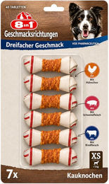 8in1 Kauknochen Mini für Hunde mit Schwein Rind und Huhn glutenfrei ohne Konservierungsstoffe und Zucker – Bild 1 von 3