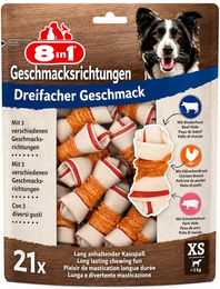 8in1 Kauknochen Mini für Hunde mit Schwein Rind und Huhn glutenfrei ohne Konservierungsstoffe und Zucker – Bild 1 von 3