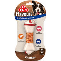 Produktbild von 8in1 Kauknochen Triple Flavour für Hunde mit Schwein Rind und Huhn glutenfrei ohne Konservierungsstoffe und Zucker Größe M