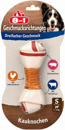 8in1 Kauknochen Triple Flavour für kleine Hunde mit Schwein Rind und Huhn glutenfrei ohne Konservierungsstoffe und Zucker – Bild 1 von 3