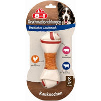 Produktbild von 8in1 Kauknochen Triple Flavour für kleine Hunde mit Schwein Rind und Huhn glutenfrei ohne Konservierungsstoffe und Zucker