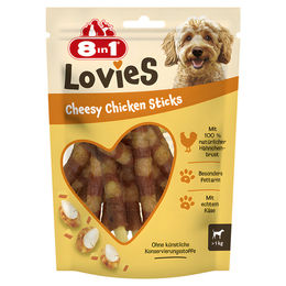 Produktbild von 8in1 Lovies Cheesy Chicken Sticks Kausnack Huhn ohne Konservierungsstoffe 80 g