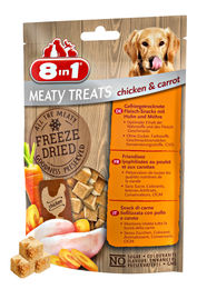 8in1 Meaty Treats Gefriergetrocknete Hundeleckerlis Huhn und Karotte Getreidefrei und Ohne Zucker 50 g - 50 g – Bild 1 von 10