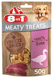 8in1 Meaty Treats Gefriergetrocknetes Entenfleisch Monoprotein Hund und Katze 50 g - 50 g – Bild 1 von 13
