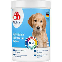 Produktbild von 8in1 Multivitamin Tabletten für Welpen mit Fischgeschmack zur Unterstützung des Immunsystems ohne Farb-, Aroma- und Konservierungsstoffe