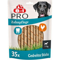 Produktbild von 8in1 Pro Dental Twisted Sticks Zahnpflege-Snack mit Huhn und Rind ohne Farb- und Aromastoffe
