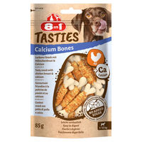 Produktbild von 8in1 Tasties Calcium Bones Kausnack für Hunde mit Hähnchenbrust und Kabeljau 85 g - 3 x 85 g