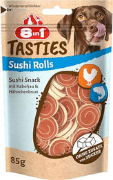 8in1 Tasties Sushi Rolls Hunde-Snack mit Hähnchenbrust und Kabeljau glutenfrei 85 g - 85 g – Bild 1 von 11