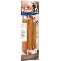 Produktbild von 8in1 Triple Flavour Mega Ribs Kausnacks für Hunde mit Rind Schwein und Huhn 140g - 140 g