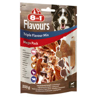 Produktbild von 8in1 Triple Flavour Mix Kausnack für Hunde mit Huhn, Ente, Rind und Schwein ohne Zucker und Konservierungsstoffe 200 g