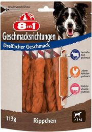 8in1 Triple Flavour Ribs Kausstangen für Hunde mit Schwein Rind und Huhn ohne Konservierungsstoffe und Zucker – Bild 1 von 3