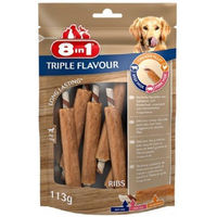 Produktbild von 8in1 Triple Flavour Ribs Kaustangen für Hunde mit Huhn, Schwein und Rind 113g - 6 x 113 g