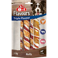 Produktbild von 8in1 Triple Flavour Rolls Kaustangen für Hunde mit Schwein Rind und Huhn 113g - 3 x 113 g