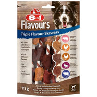 Produktbild von 8in1 Triple Flavour Skewers Kausnack mit hohem Fleischanteil 3x6 Stück