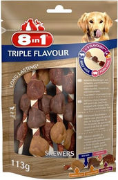 8in1 Triple Flavour Skewers Kausnacks für Hunde mit Huhn Ente Schwein und Rind ohne Konservierungsstoffe und Zucker 113g - 6 x 113 g – Bild 1 von 13