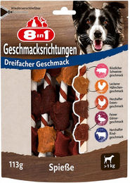 8in1 Triple Flavour Skewers Kausnacks für Hunde mit Schwein Rind Huhn und Ente ohne Konservierungsstoffe und Zucker – Bild 1 von 4