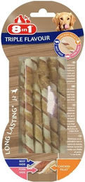 8in1 Triple Flavour Twists Kaustangen für Hunde mit Huhn, Rind und Schwein glutenfrei 113 g – Bild 1 von 12