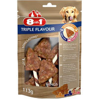 Produktbild von 8in1 Triple Flavour Wings Kaustangen für Hunde mit Huhn, Schwein und Rind 113g - 113 g