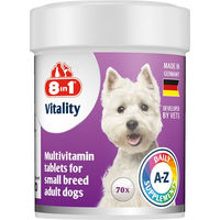 Produktbild von 8in1 Vitality Multivitamin-Tabletten für kleine Hunde Adult zur Unterstützung von Immunsystem sowie Gelenken und Knochen 70 Stück