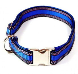A. Hoffmann GmbH Hundehalsband Alu-Max Soft Nylon Blau mit Muster wasserabweisend 15mm 25-35cm – Bild 1 von 1