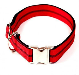 A. Hoffmann GmbH Hundehalsband Alu-Max Soft Nylon Rot mit Streifen wasserabweisend 25-35cm 15mm – Bild 1 von 1