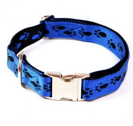 A. Hoffmann GmbH Hundehalsband aus wasserabweisendem Nylon in Blau mit schwarzen Pfötchen – Bild 1 von 1