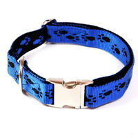 Produktbild von A. Hoffmann GmbH Hundehalsband aus wasserabweisendem Nylon in Blau mit schwarzen Pfötchen
